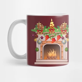 Decorated Christmas Fireplace Mug